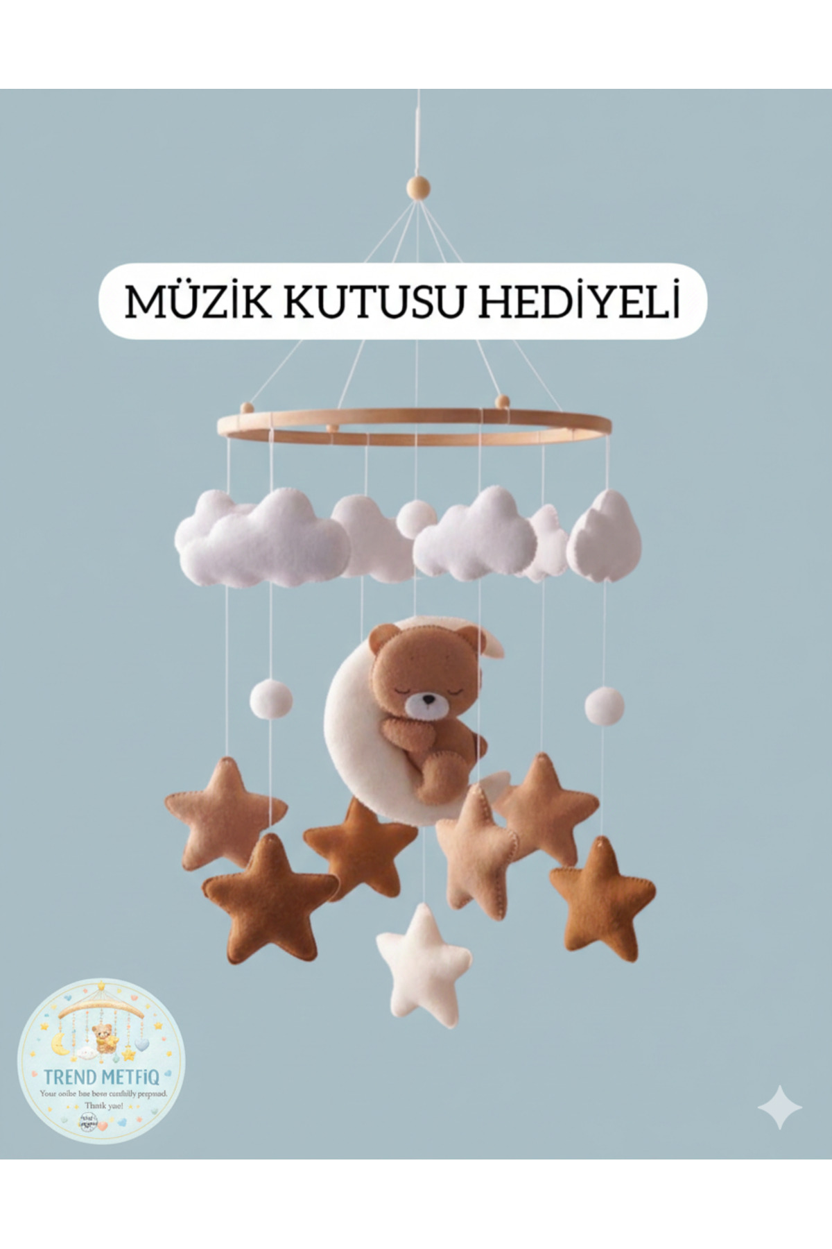 TREND METFİQ DECORATİON El Yapımı Bebek Dönencesi Ahşap Kasnaklı Beşik, Park Yatak Süngeri Uyku Arkadaşı Yenidoğan Hediyesi fotoğrafı 2 (önizleme)