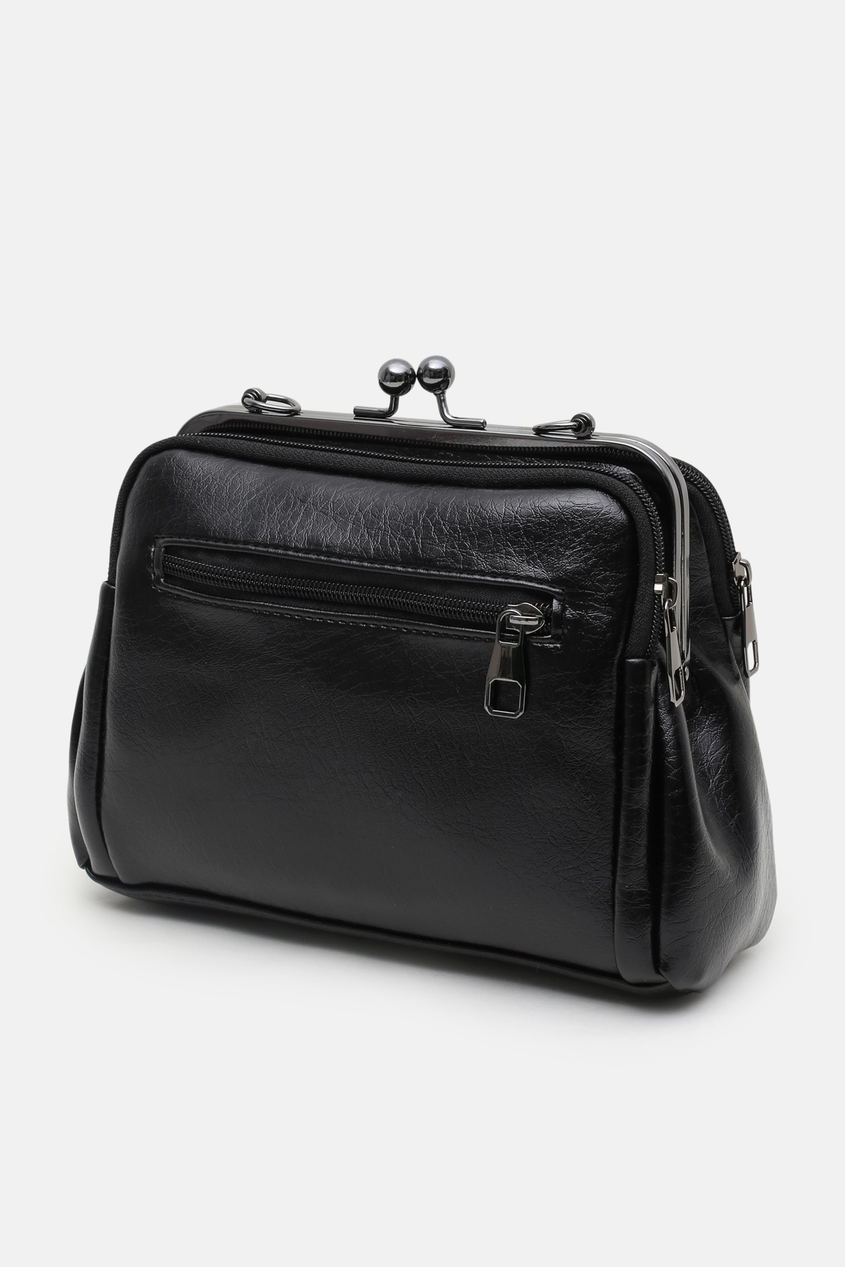 Cochines  Kadın Siyah 4 Bölmeli Astarlı Burslu Ve Fermuar Kapama El Kol Ve Omuz Çantası - Görsel 6