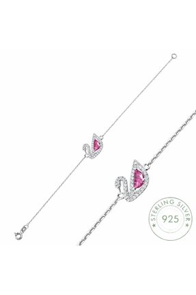 Pietra Kadın Gümüş Bileklik 925 Ayar Kuğu Tasarımlı 16+3 Cm Zincirli Bileklik