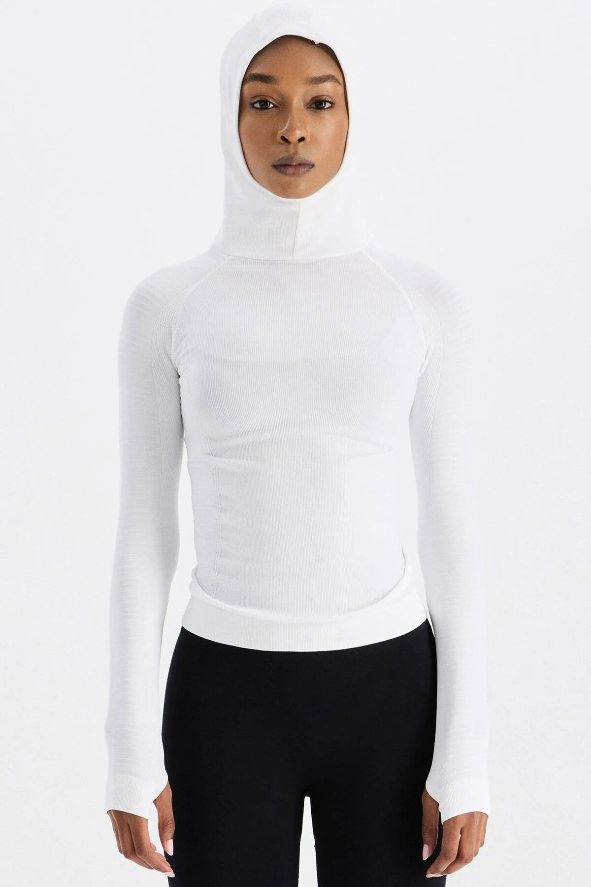 COMEUP Uzun Kollu Kapüşonlu Sweatshirt Beyaz görsel 6