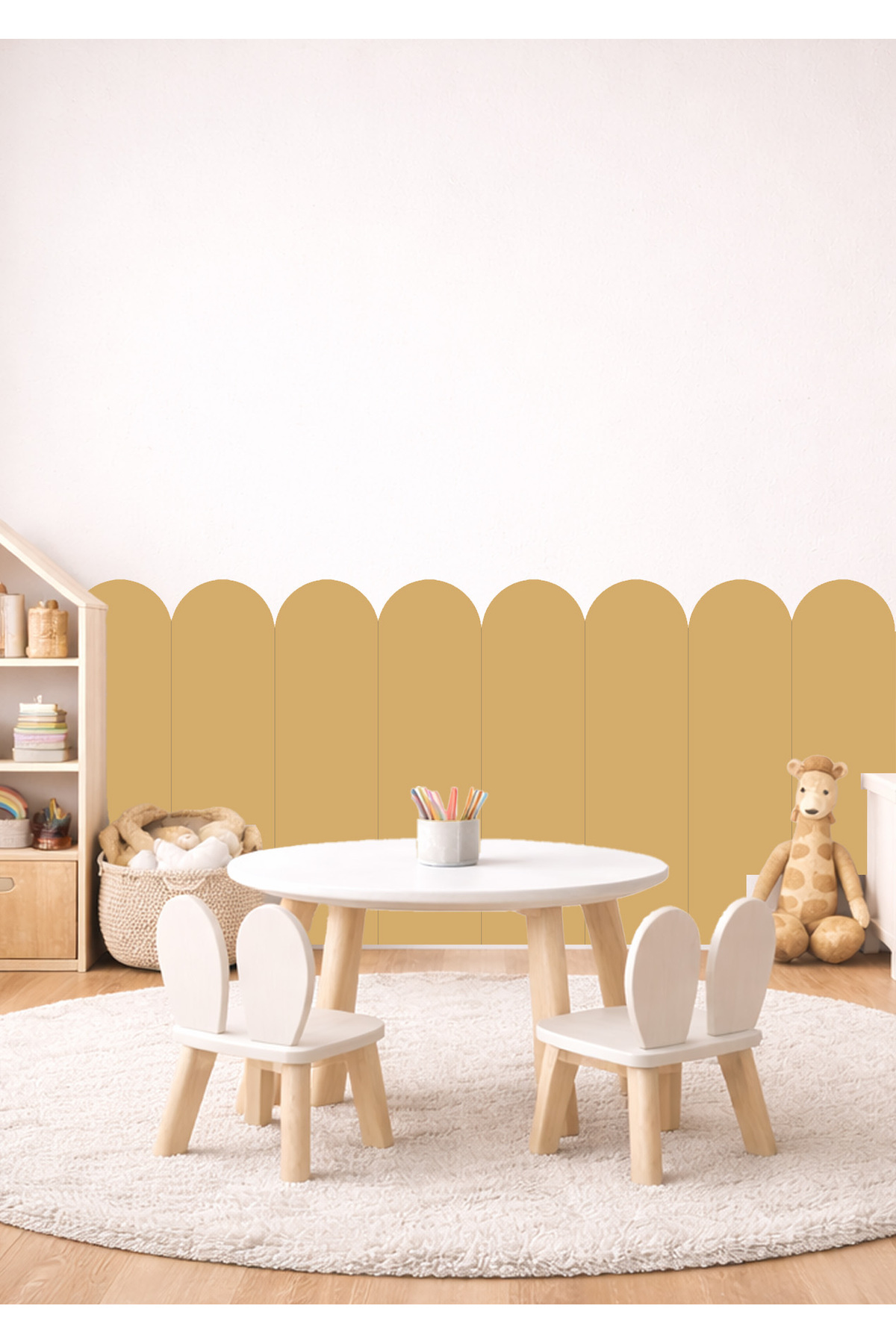 Oval Curved Striped Wall Cladding Panel Foil Sticker Set