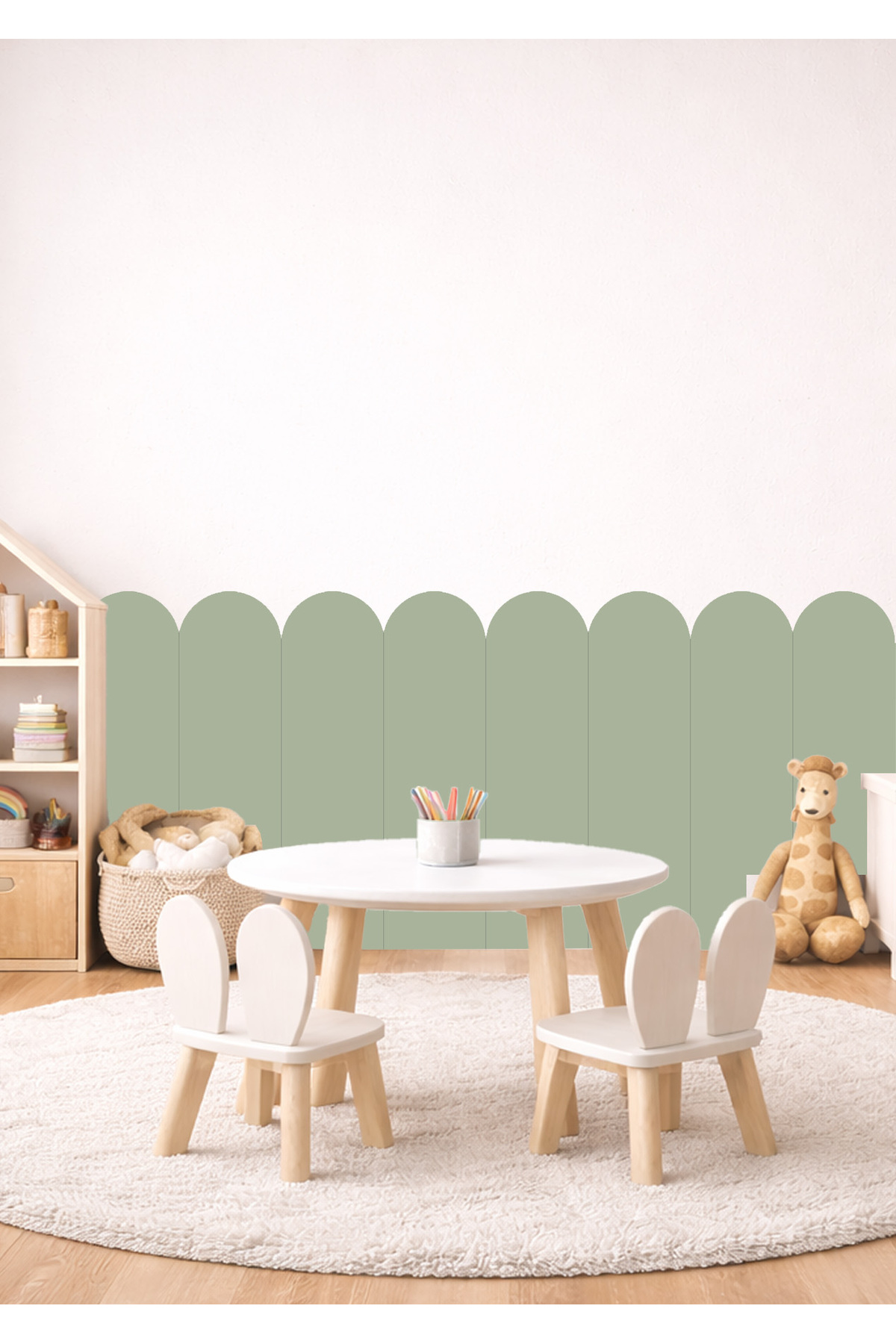 Oval Curved Striped Wall Cladding Panel Foil Sticker Set