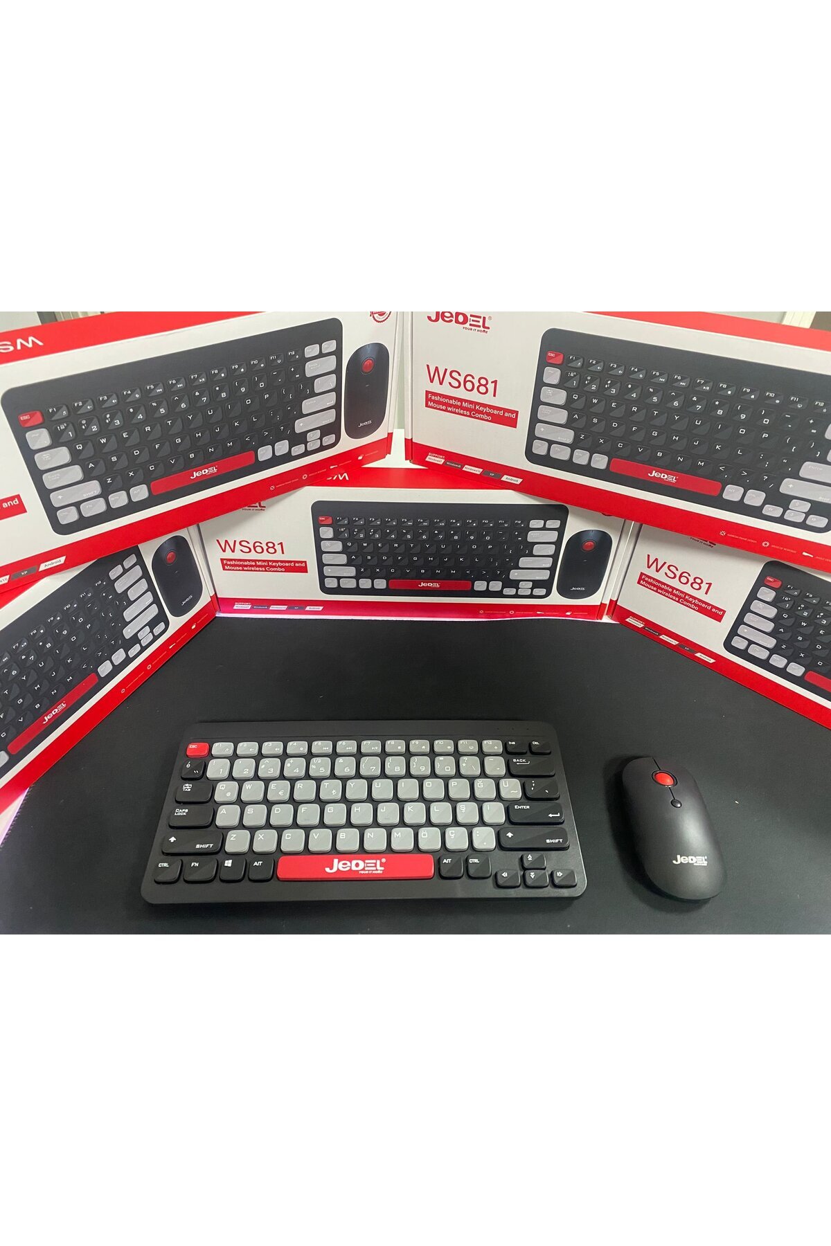 jedel WS681 Wireles Mini Klavye Mouse Combo 800-1200-1600 DPI 1 AA