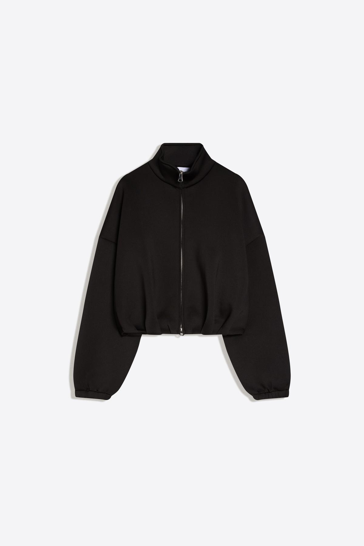 Bershka  Balon kesim sentetik kauçuk kumaş fermuarlı sweatshirt - Görsel 2
