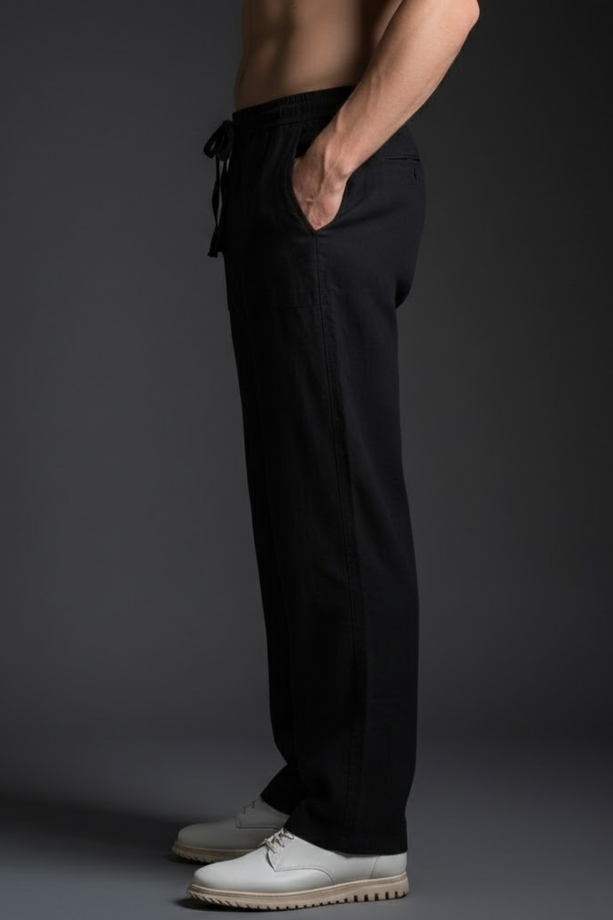 COMBİNE MİCHAİL  Erkek Bel Lastikli Salaş 2 Li Keten Pantolon - Görsel 4