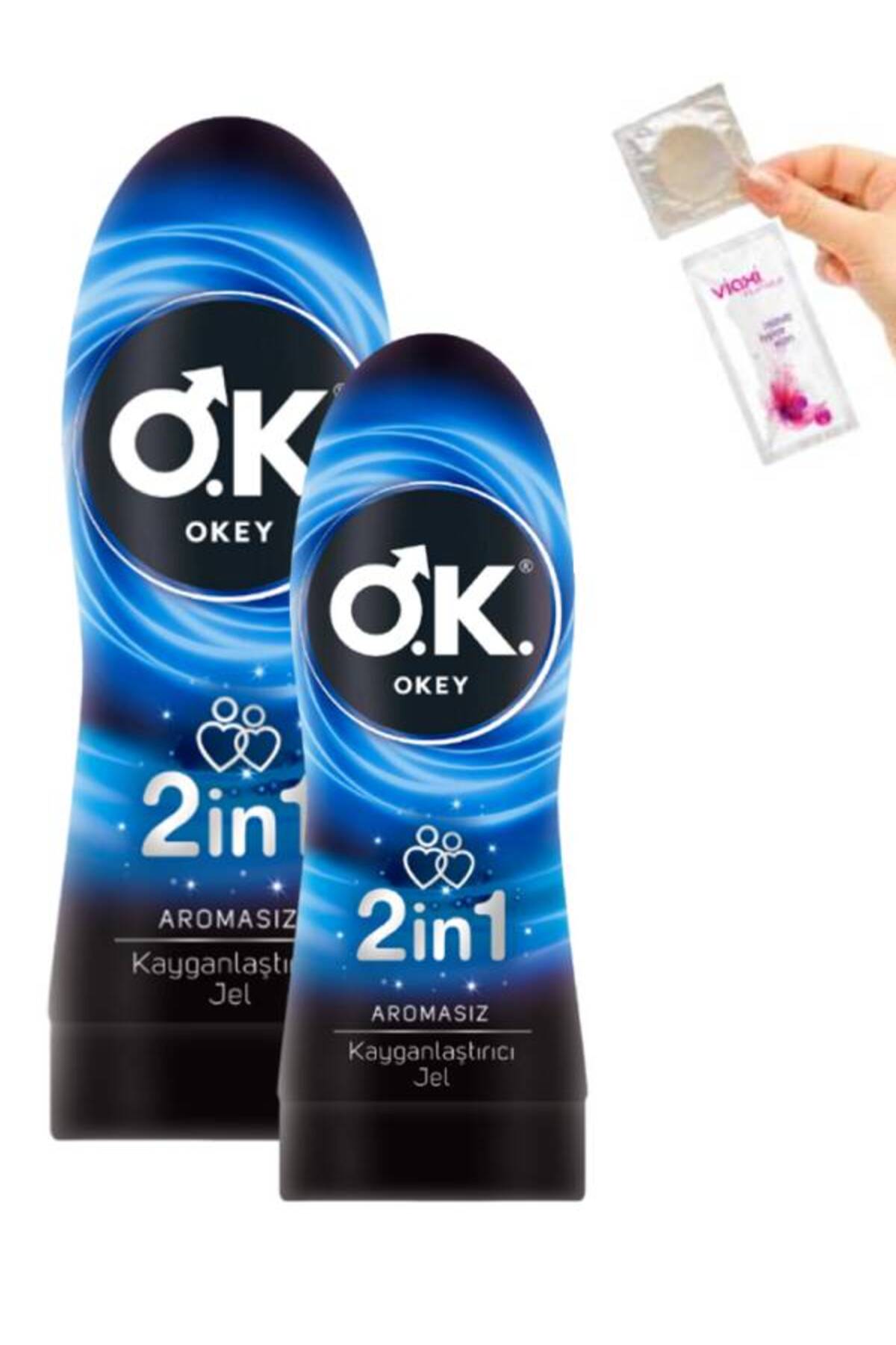 Okey 2in1 Aromasız Kayganlaştırıcılı Masaj Jel 200 ml x 2 ad+