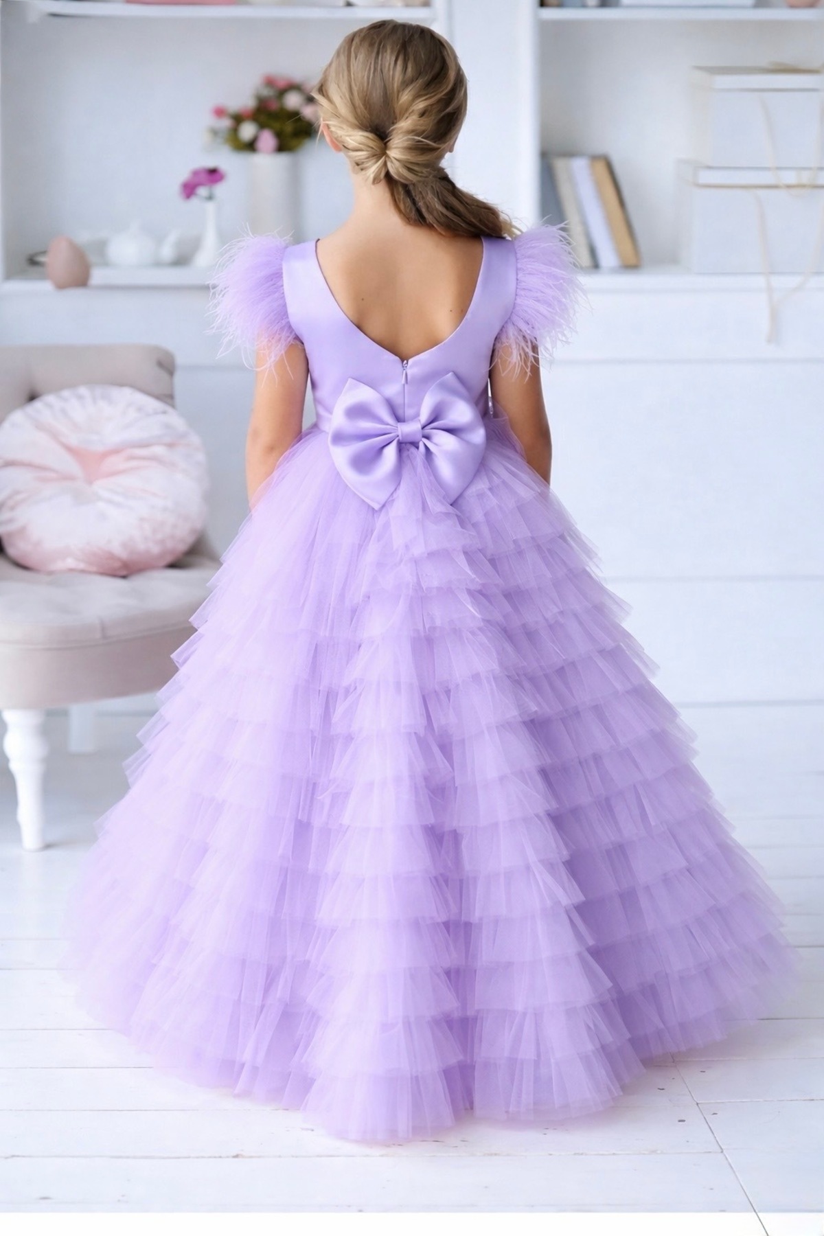 Asel Kids KIZ ÇOCUK OTRİŞ KOL TÜL ELBİSE RAHAT ASTARLI