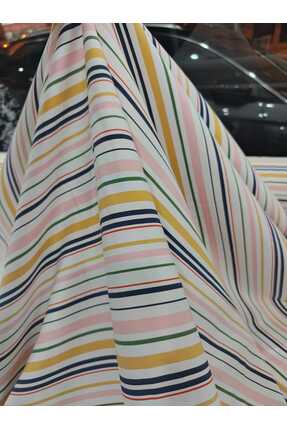 GrandTekstil 150 EN BEYAZ ZEMİN ÜZERİNE RENKLİ ÇİZGİLİ VİSKON&PAMUK