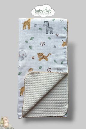 Babymet %100 Pamuk Bebek Battaniyesi 100x100 cm – Çift Taraflı Müslin Pike Se...
