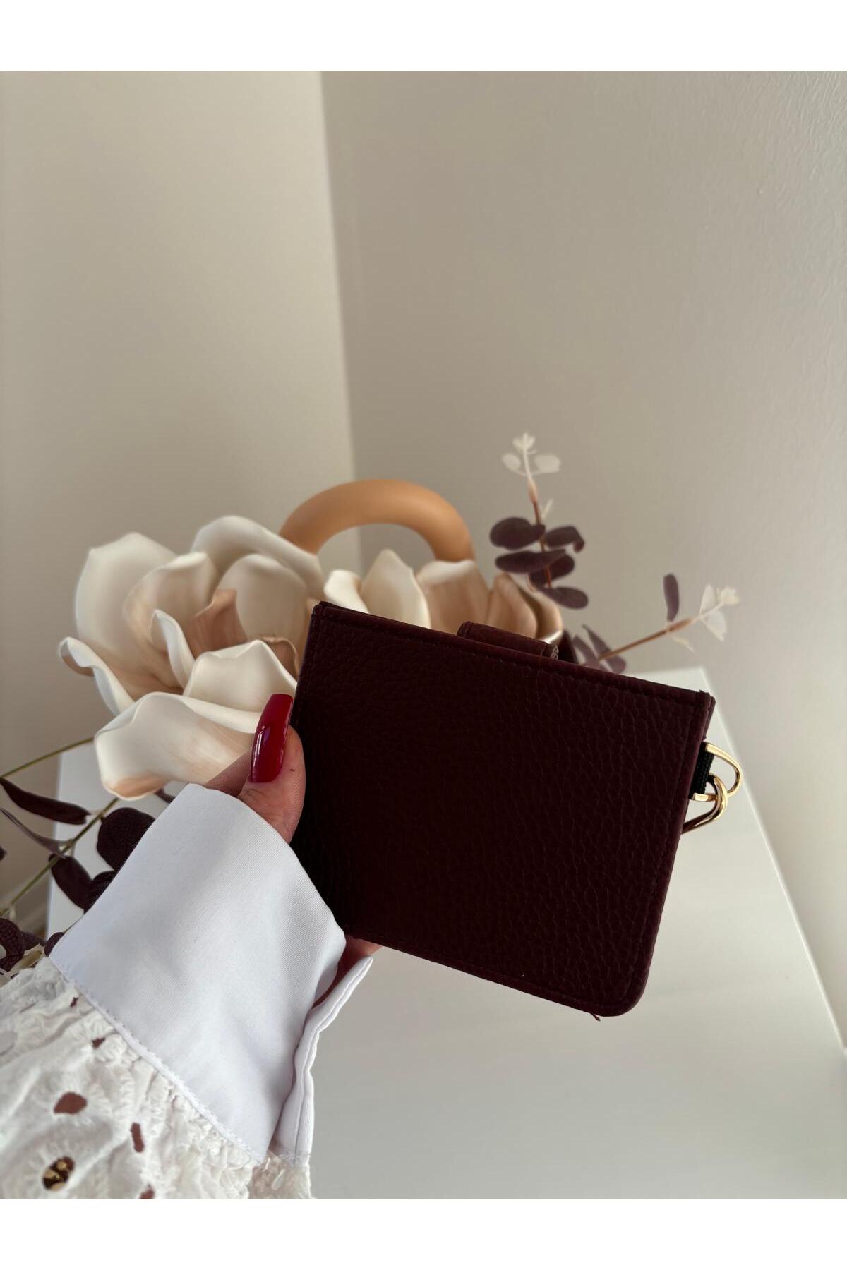 lalettobags  Kadın Bordo Anahtarlık Detaylı Cüzdan - Görsel 3