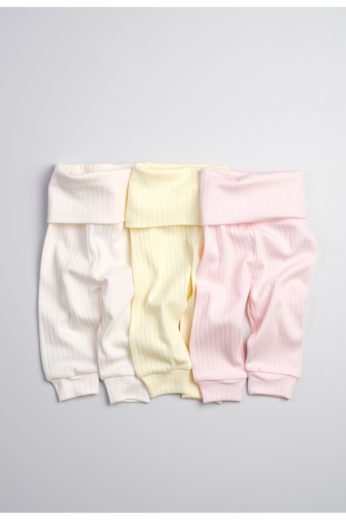 Bondberro 3'lü Takım Yüksek Bel Kaşkorse Yeni Doğan ve Bebek Tayt ( Krem-Pembe-Sarı ) fotoğrafı 4 (önizleme)