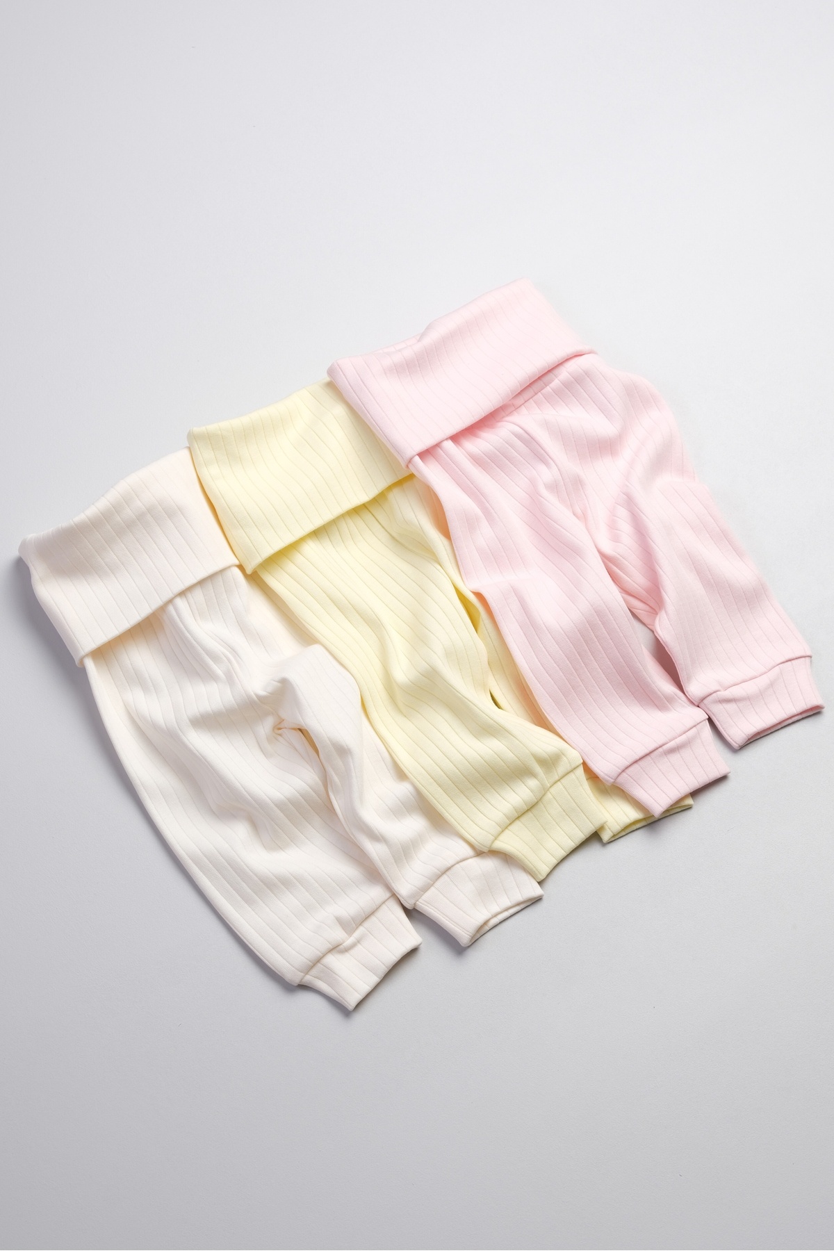 Bondberro 3'lü Takım Yüksek Bel Kaşkorse Yeni Doğan ve Bebek Tayt ( Krem-Pembe-Sarı ) fotoğrafı 5 (önizleme)