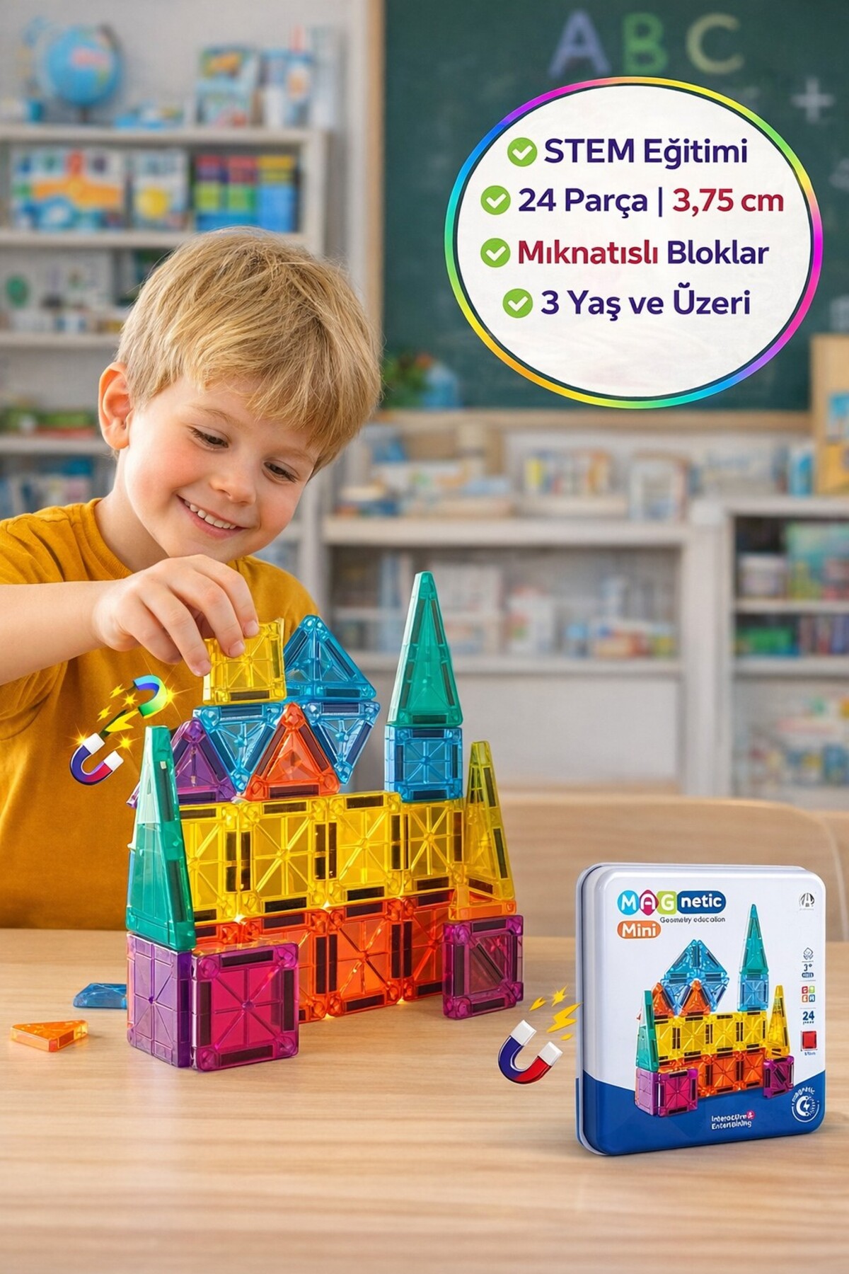 TOYFEST Magnetic Manyetik Puzzle 24 Parça 3,75 cm Mini Manyetik