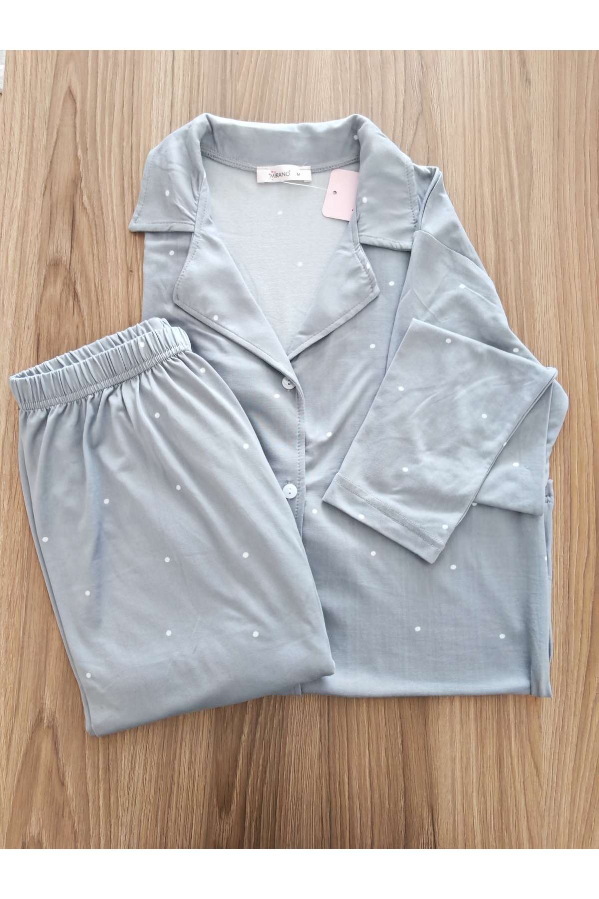 Uzun Kollu Pijama - Gri