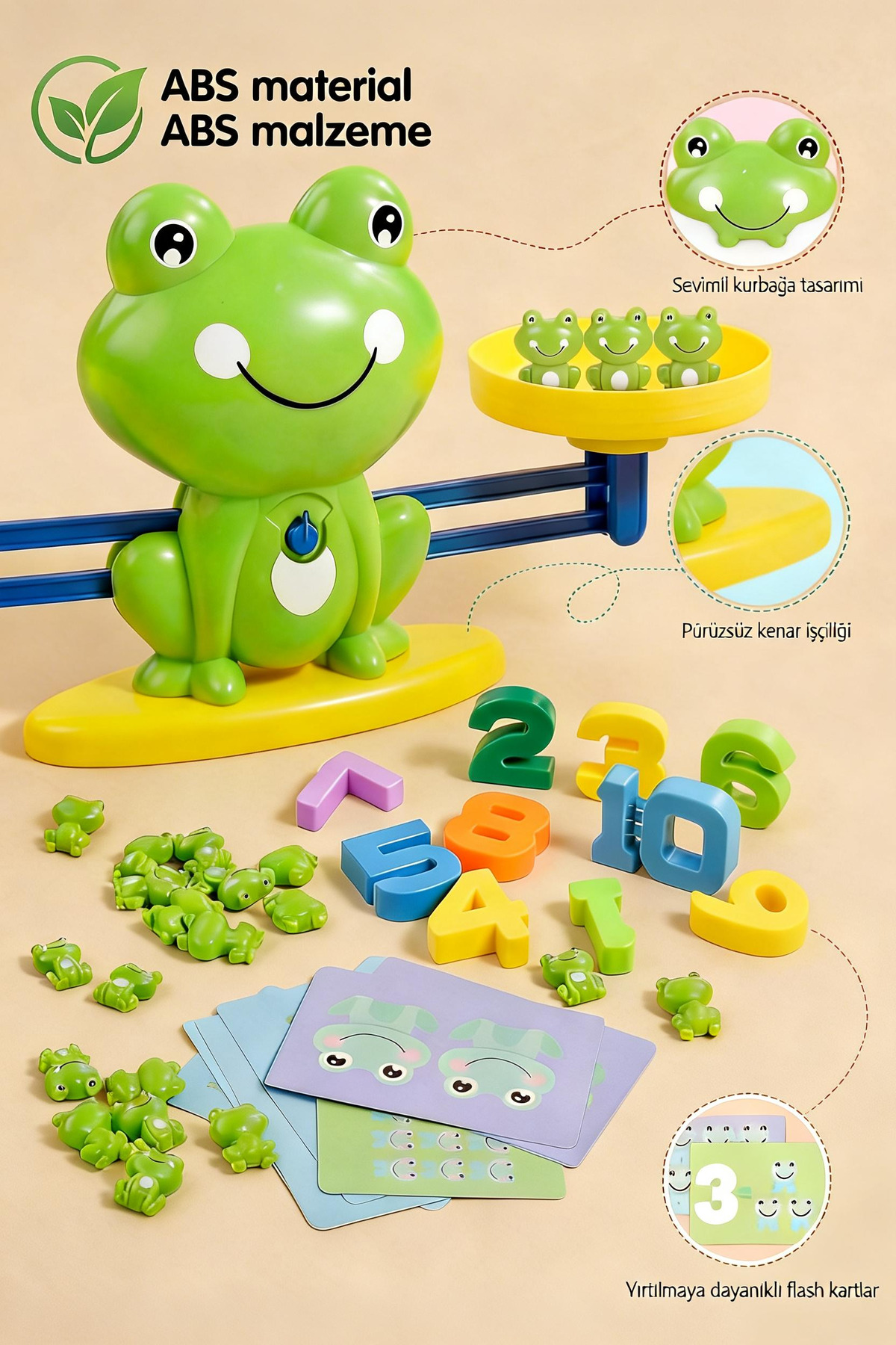 BBSKY Montessori Matematik Dengesi Kurbağalı Terazi - Eğitici Sayı Sayma ve Zeka Gelişim Oyunu fotoğrafı 5 (önizleme)