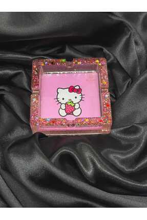 RESINO Hello Kitty Temalı Simli Pembe Epoksi Küllük – El Yapımı Dekoratif ve ...