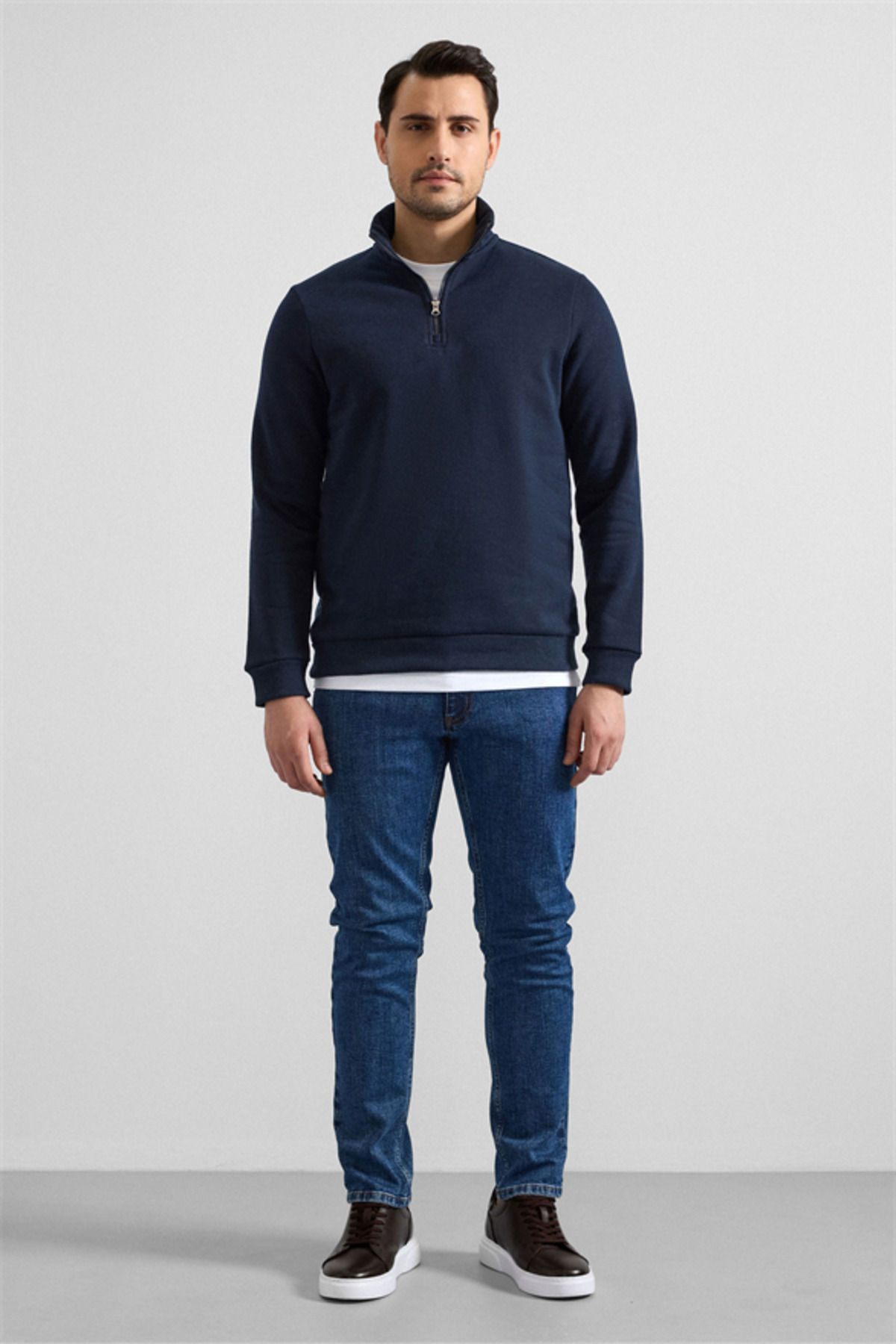 SÜVARİ  Lacivert Regular Düz Yarım Balıkçı Yaka Sweatshirt - Görsel 5