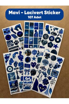 hdsticker 107 Adet Mavi Temalı Sticker Seti Ajanda Planner Bullet Journal San...