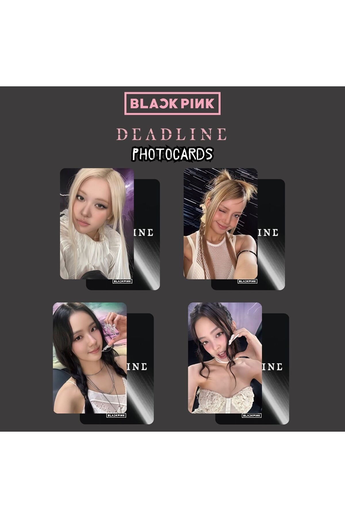 BLACKPINK DEADLINE kpopmerch トレカ 4枚セツト Kpop Dünyasi BLACKPINK '' Deadline '' Silver Ver. Photocards Set