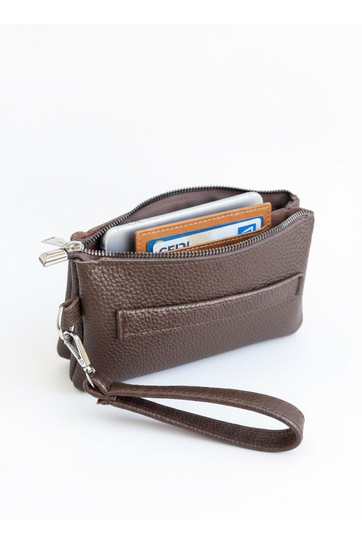 JR Boutique Erkek El Çantası 3 Bölmeli Slim Portföy-Çıkarılabilir Askılı Suni Deri Clutch Cüzdan görsel 3