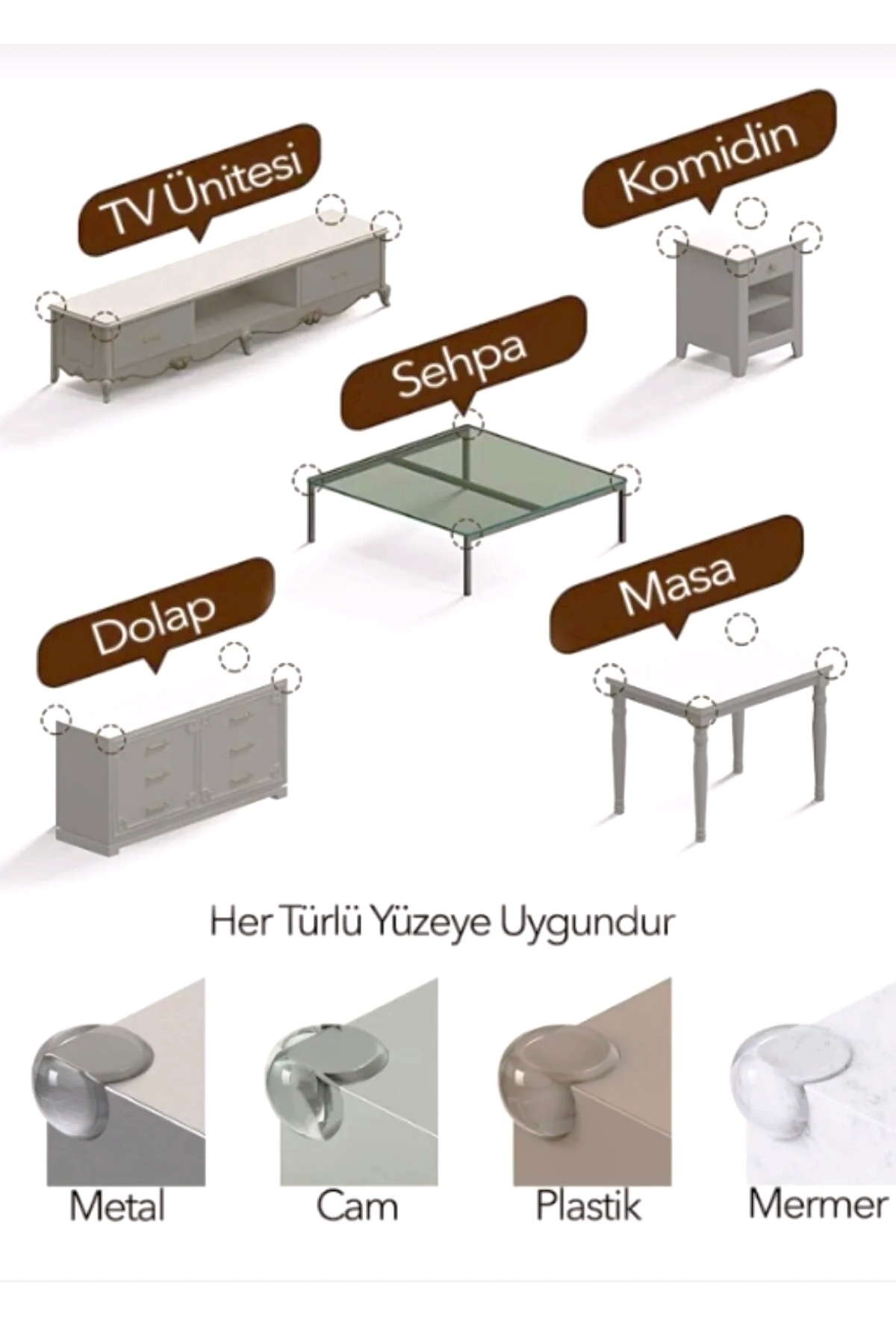 Bebek Köşe Koruyucu – Güvenlik Seti 4’lü 3M Yapıştırıcılı fotoğrafı 3 (önizleme)