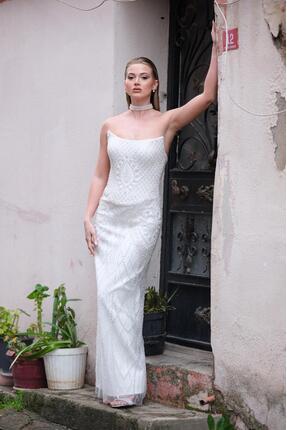 VİONELLA ALMINA Straplez Taş İşlemeli Nisan/Nikah Elbisesi | 2026 Koleksiyonu