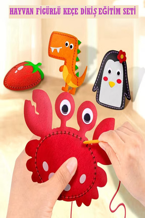 TİNEKE 6 Adet Çocuklar Için Kendin Yap Montessori Keçe Dikiş El Sanatları Set...