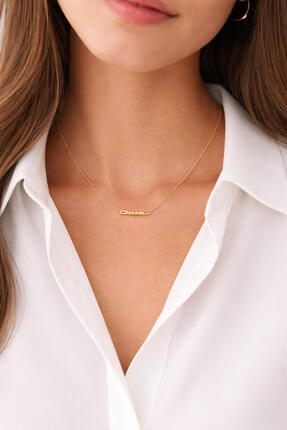 With Accessory Minimal Burgu Detaylı İnce Zincir Altın Renk Kolye
