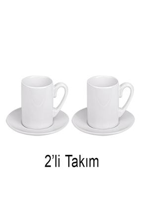 TUHFE COLLECTİON Beyaz Porselen Türk Kahvesi Fincanı - 2'li Set