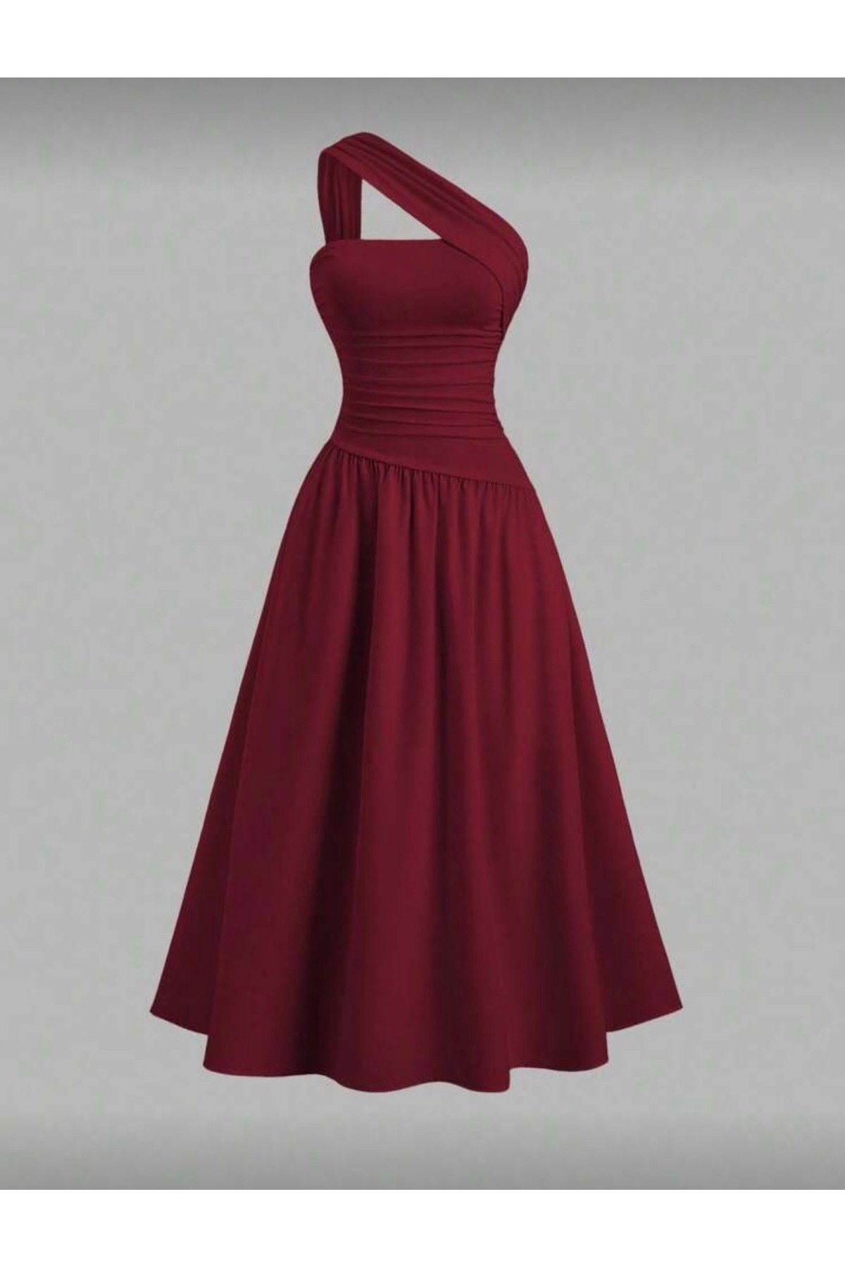 Dressco  Vanessa - Tek Kol Kalın Askılı Drapeli Maxi Elbise