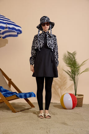 GAVLİA Kadın Tesettür Mayo 5'li Set-Yarım Kapama Fermuarlı..