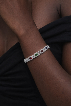 Marca Accessories Renkli Taş Detaylı Silver Bilezik