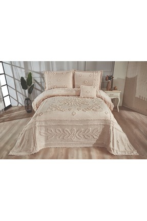Çapa Home Angela Pano Bohem Sakallı Orginal Şönil Çift Kişilik Yatak Örtüsü Bej