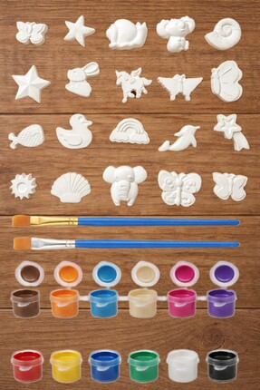 by burcu doğan Karışık Şekiller Boyama Seti 20 Li +Akrilik Boya Ve Fırça Seti...