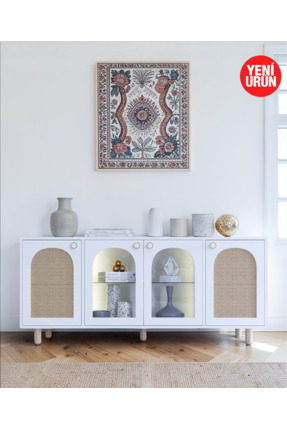 FLORADESİGN Atlas Konsol Led Aydınlatmalı Cam Kapaklı / Konsol / Çok Amaçlı D...