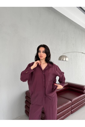 Green Dream Modal Kumaş Uzun Kollu Cep Detaylı Dekolte Yaka Oversize Gömlek