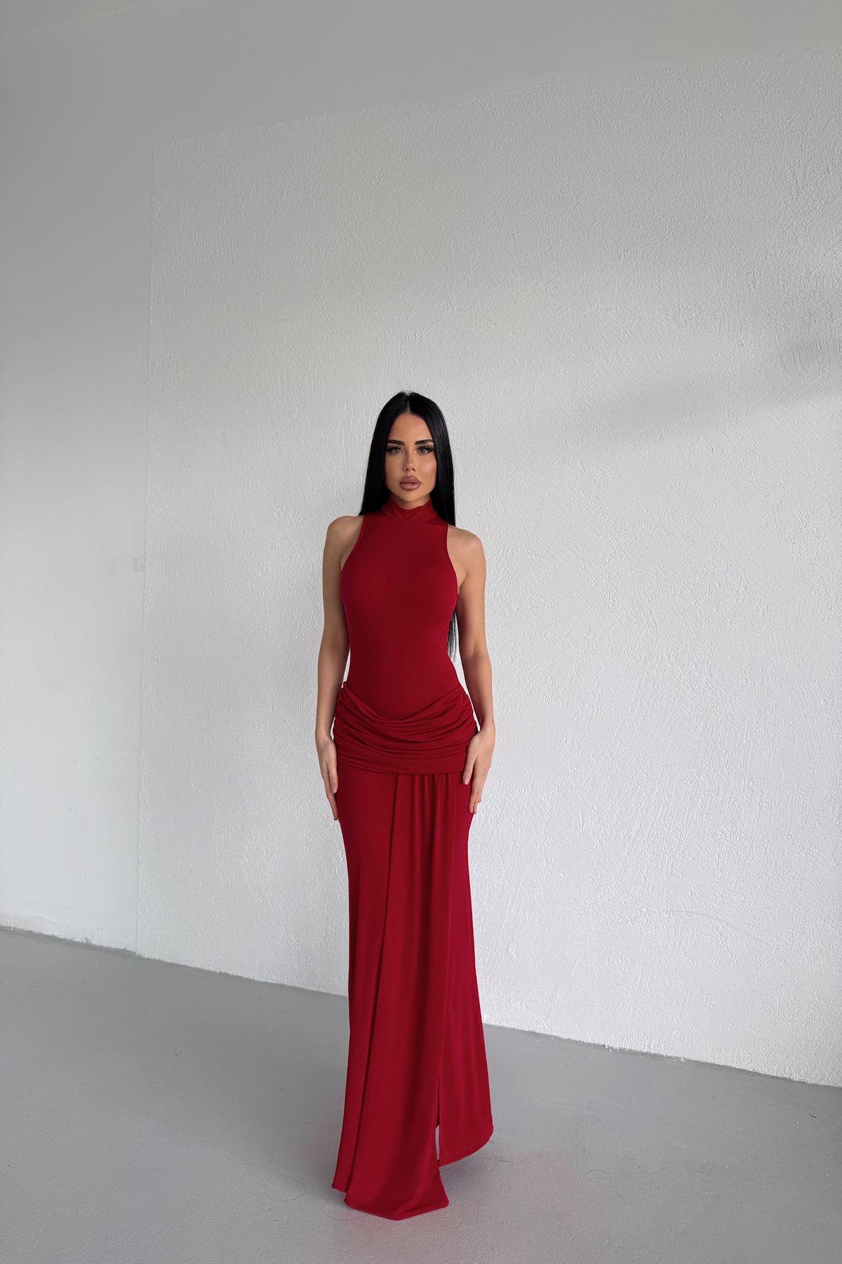 KAMACI BUTİK  HALTER YAKA TASARIM PRENSES ELBİSE - Görsel 6