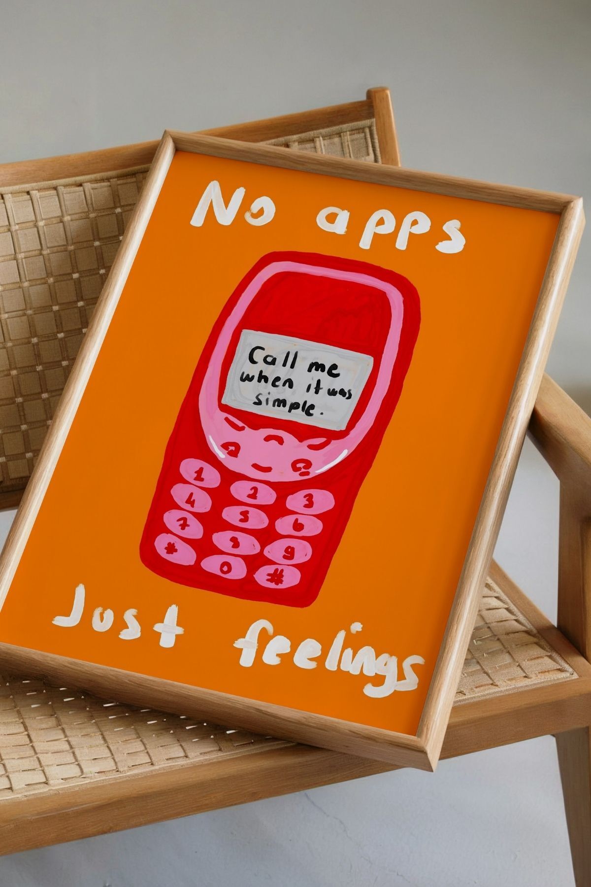 Nostaljik Telefon Figürlü Yazılı Modern Tablo Poster Duvar Dekoru Retro Tasarım Çerçevesiz