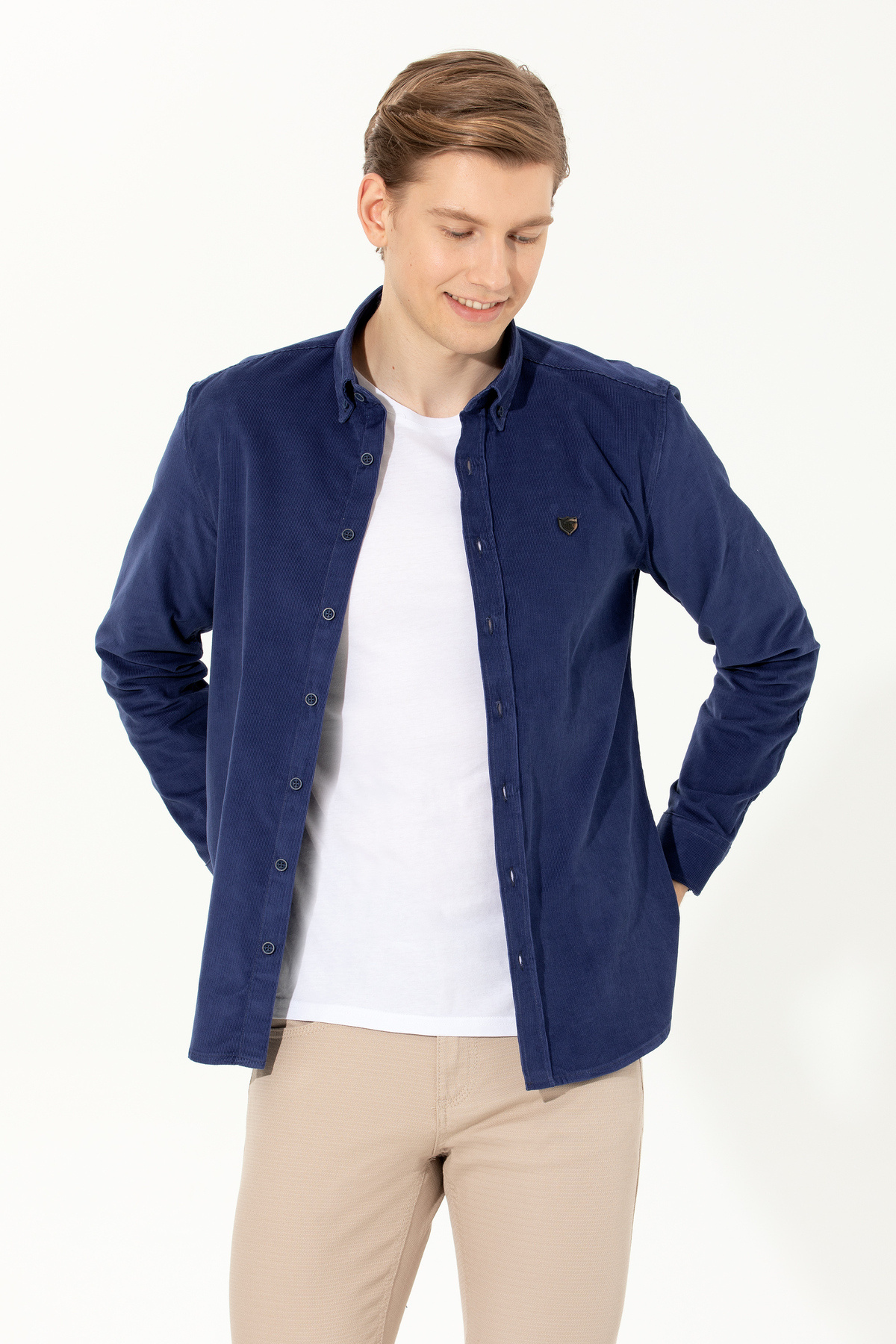 U.S. Polo Assn. Erkek Mavi Uzun Kollu Gömlek 50256972-VR212 — آبی