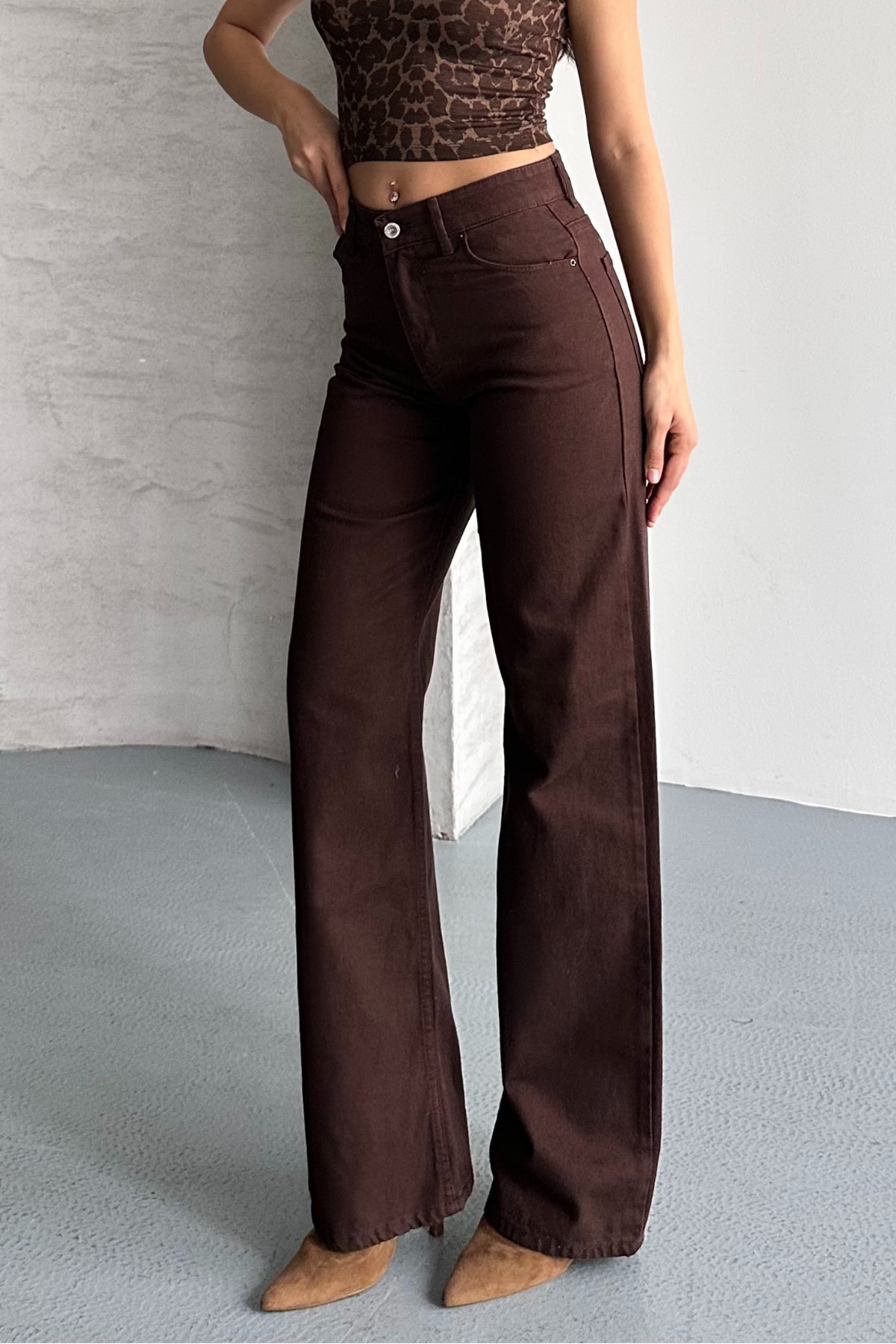 macharel jeans  Kadın Yüksek Bel Jean Kot Palazzo Pantolon - Görsel 8