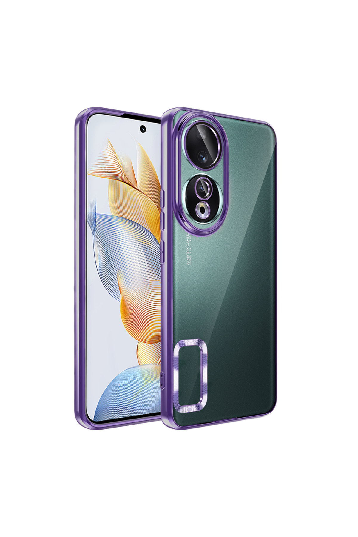 Honor 90 Kılıf Kamera Korumalı Logo Gösteren NRTK Omega Kapak - Derin Mor