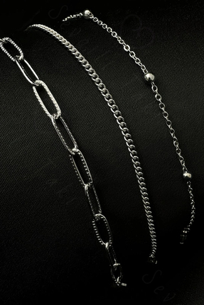 SEVGİLİ TAKI Üç Zincirli Çelik Bileklik | Çelik Zincir Bileklik | Kararma Yap...