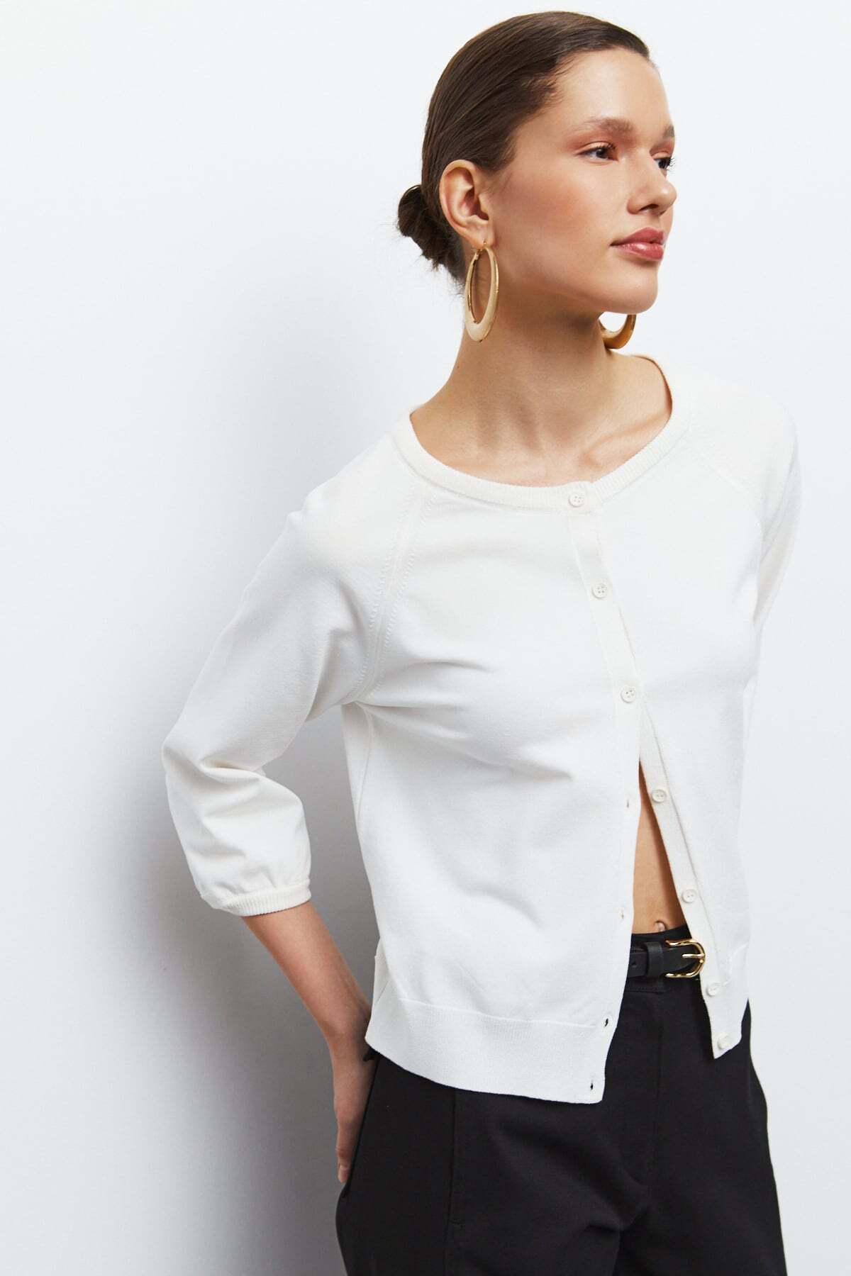 urban focus  Sıfır Yaka Triko Hırka - Görsel 8