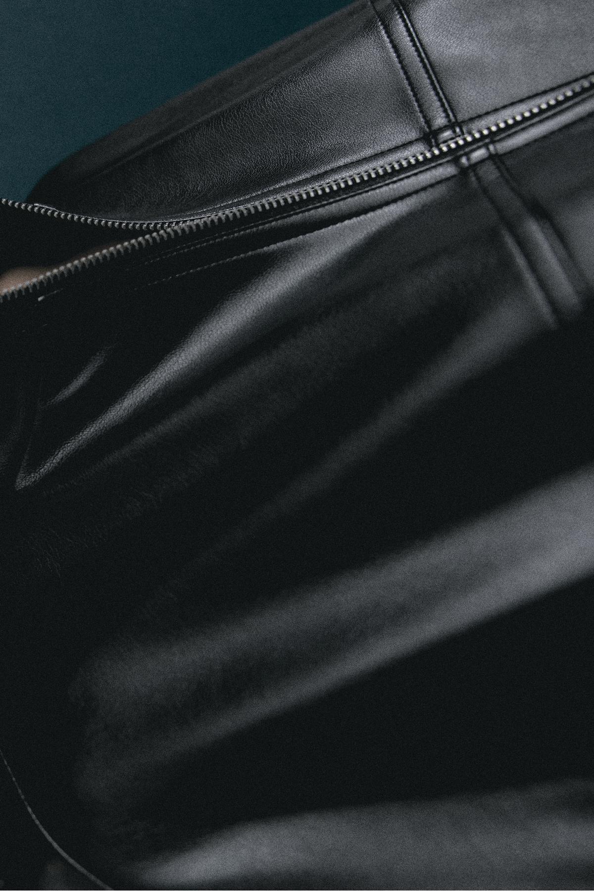 Stradivarius  Kemerli suni deri balon ceket - Görsel 4