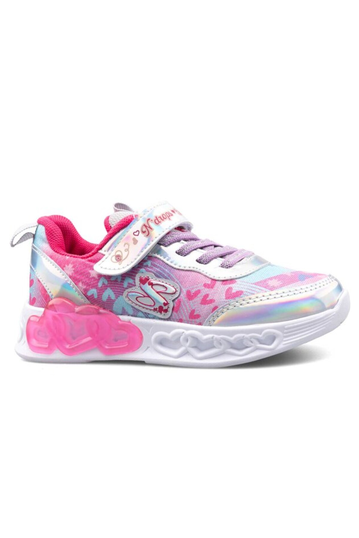 KİNDEP (Ndrops) Velcro Children's Sports Shoes Silver