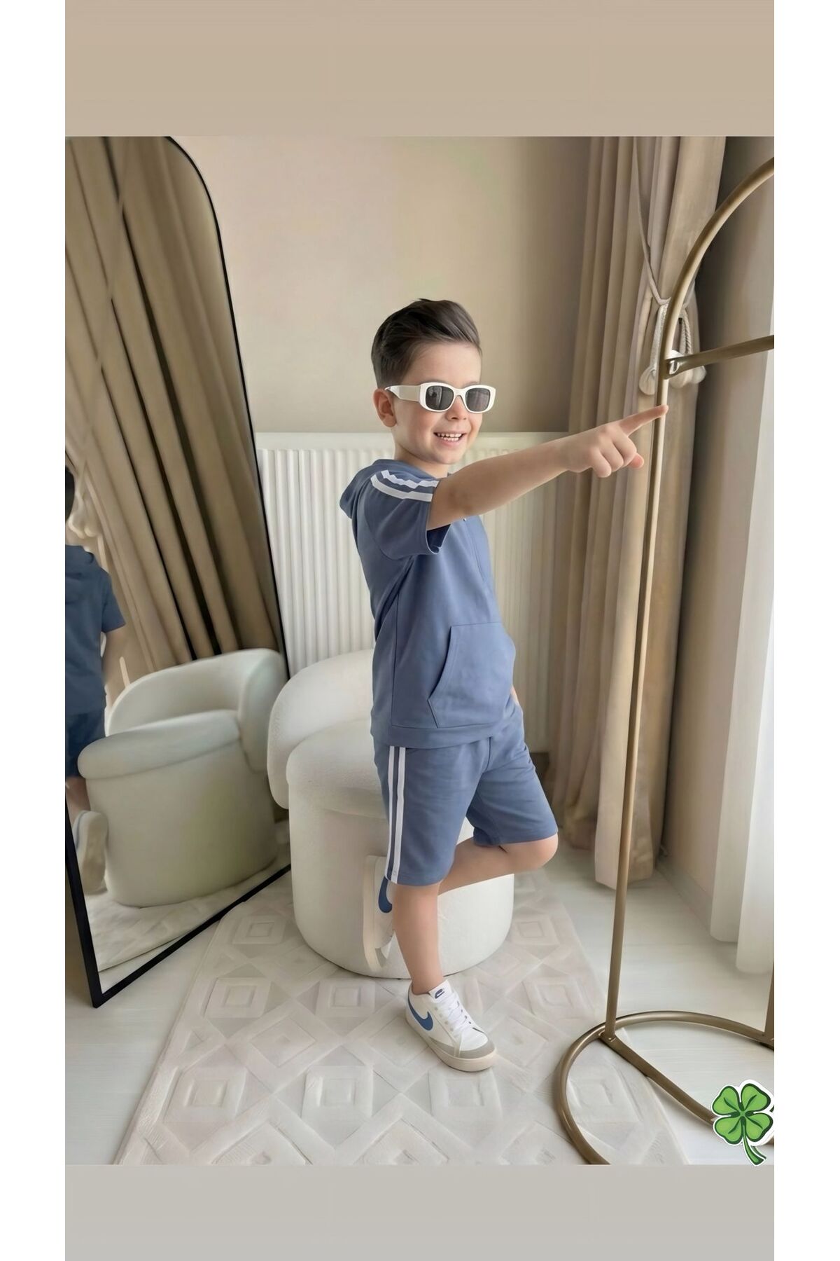 SOFIA LINEN FABRIC WITH HOODED SHORTS 2 PIECE MEN 'S SET