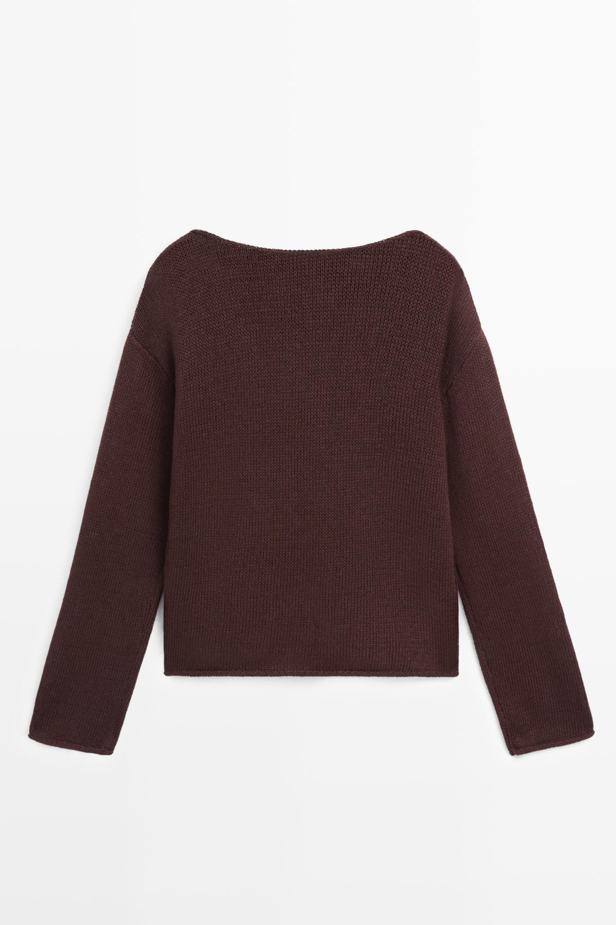 Massimo Dutti  Cepli pamuklu keten triko kazak - Görsel 8