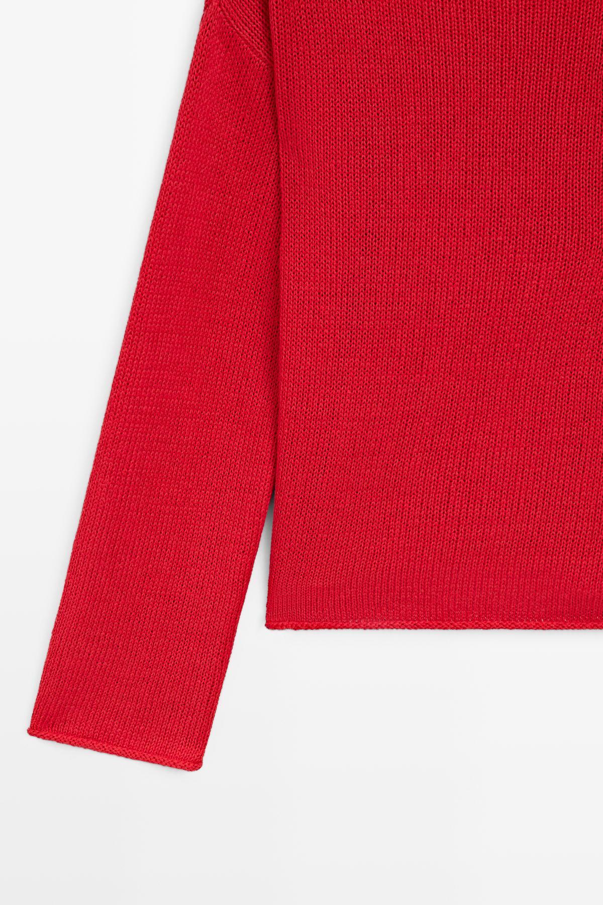 Massimo Dutti  Cepli pamuklu keten triko kazak - Görsel 7