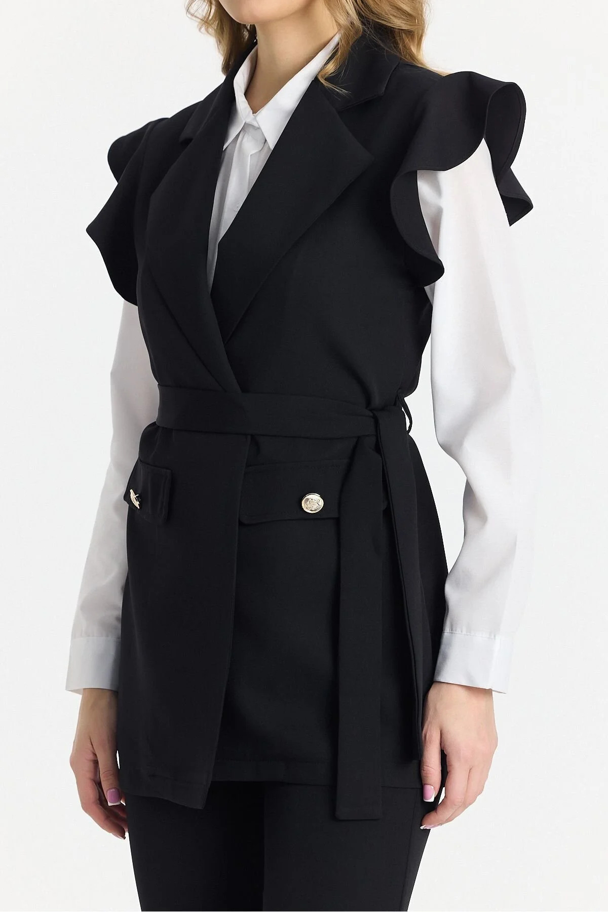 Bottom Top Triple Set Spanish Pants Vest Shirt Set
