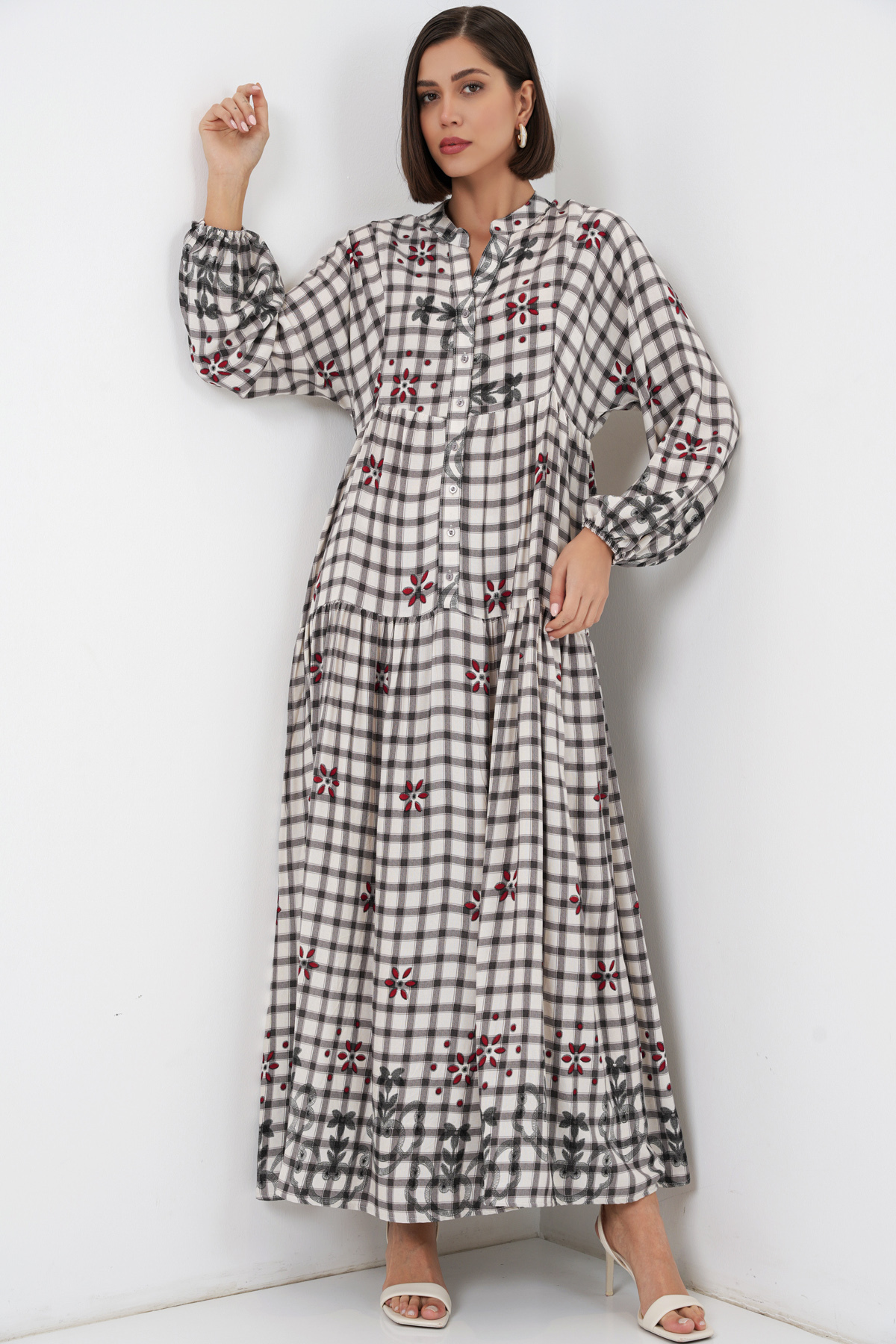Bigdart Women's Patterned Long Hijab Dress 2585 - A.Grey